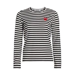 Comme Des Garcons Play Long Sleeve T Shirt Tee Red Heart Black White Striped XXL